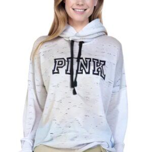 Pink Victoria Secret Gray With Black Graphic High Neck Sweatshirt Size XS